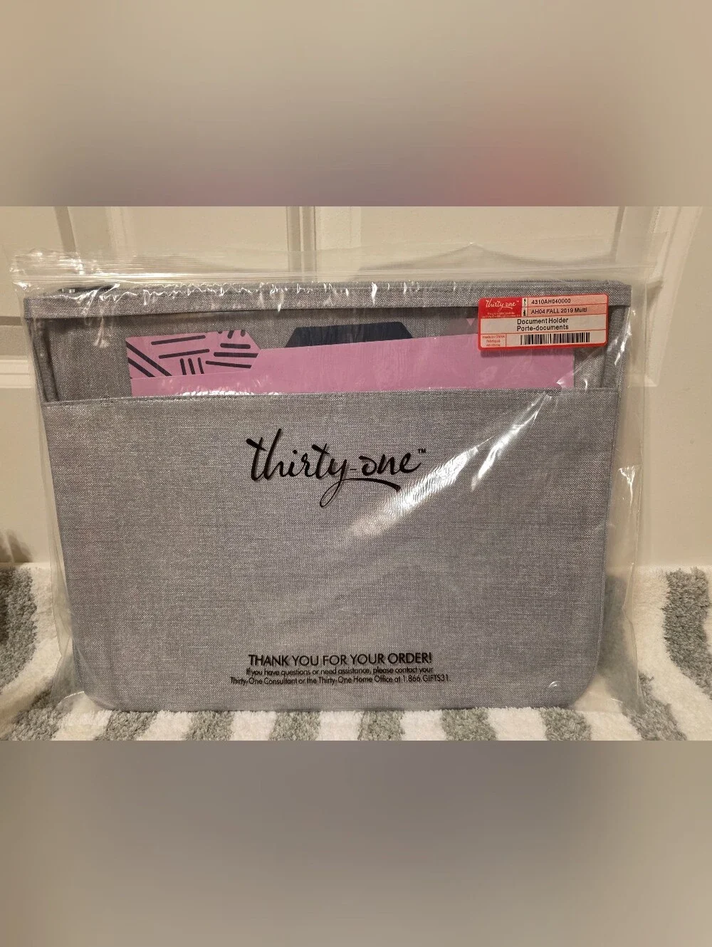 Thirty-One Gray Document Holder with 3 Folders - NEW IN BAG